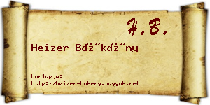 Heizer Bökény névjegykártya